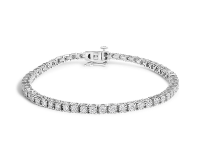 Sterling Silver Lab Grown Diamond Illusion-Set Miracle Plate Tennis Bracelet