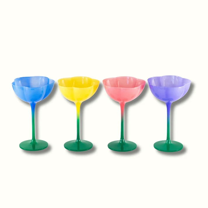 Ombre Flower Coupes, Set of 4