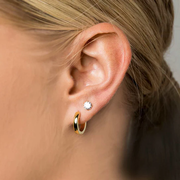 Women's Polished Round Hoop Earrings