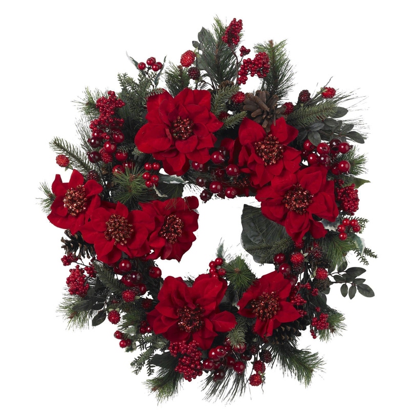 24" Poinsettia Wreath