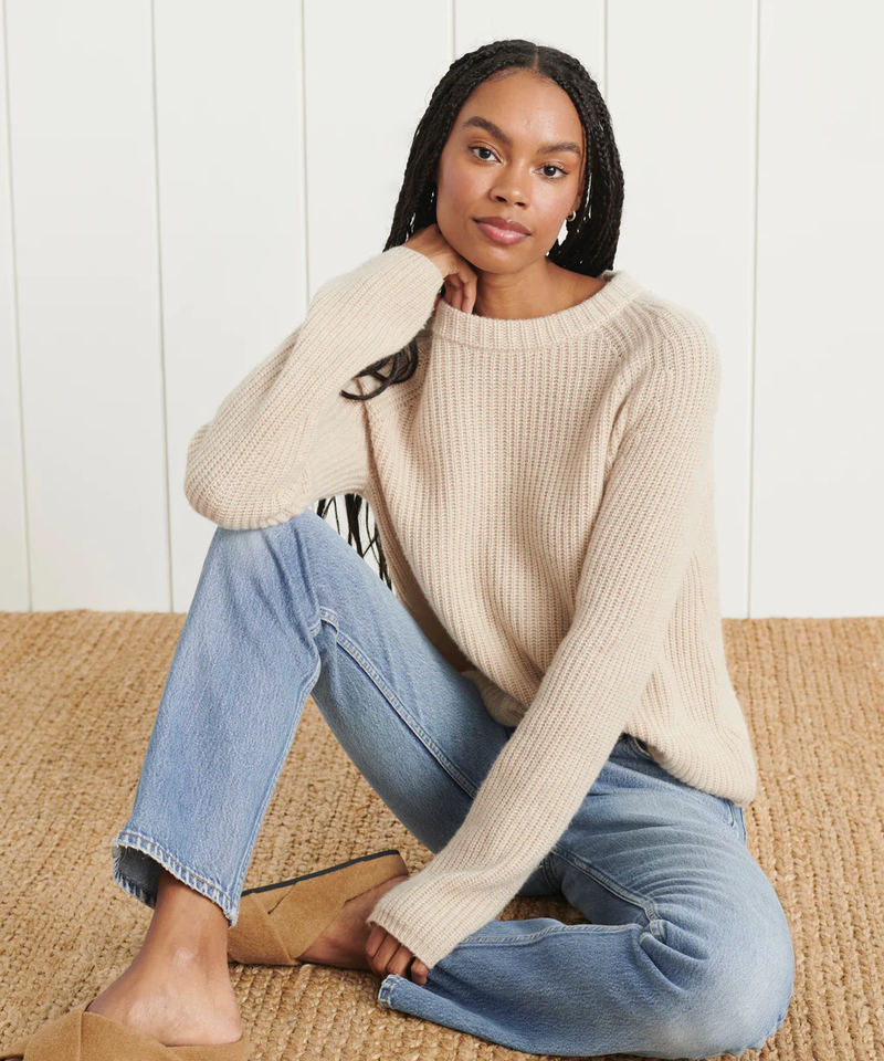 Cashmere Fisherman Sweater, Oatmeal