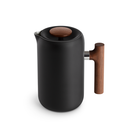 Clara French Press, Matte Black + Walnut
