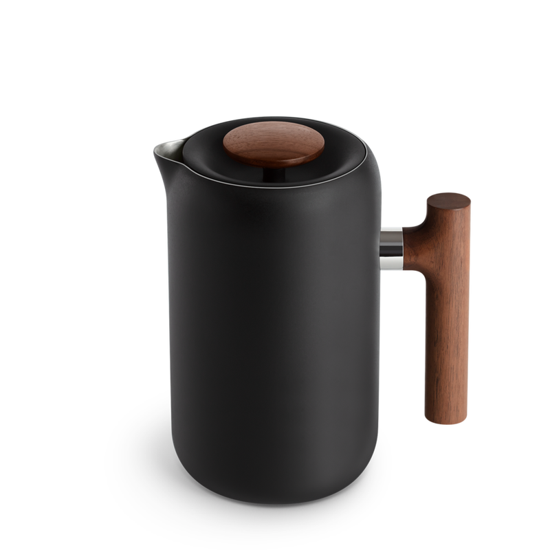 Clara French Press, Matte Black + Walnut
