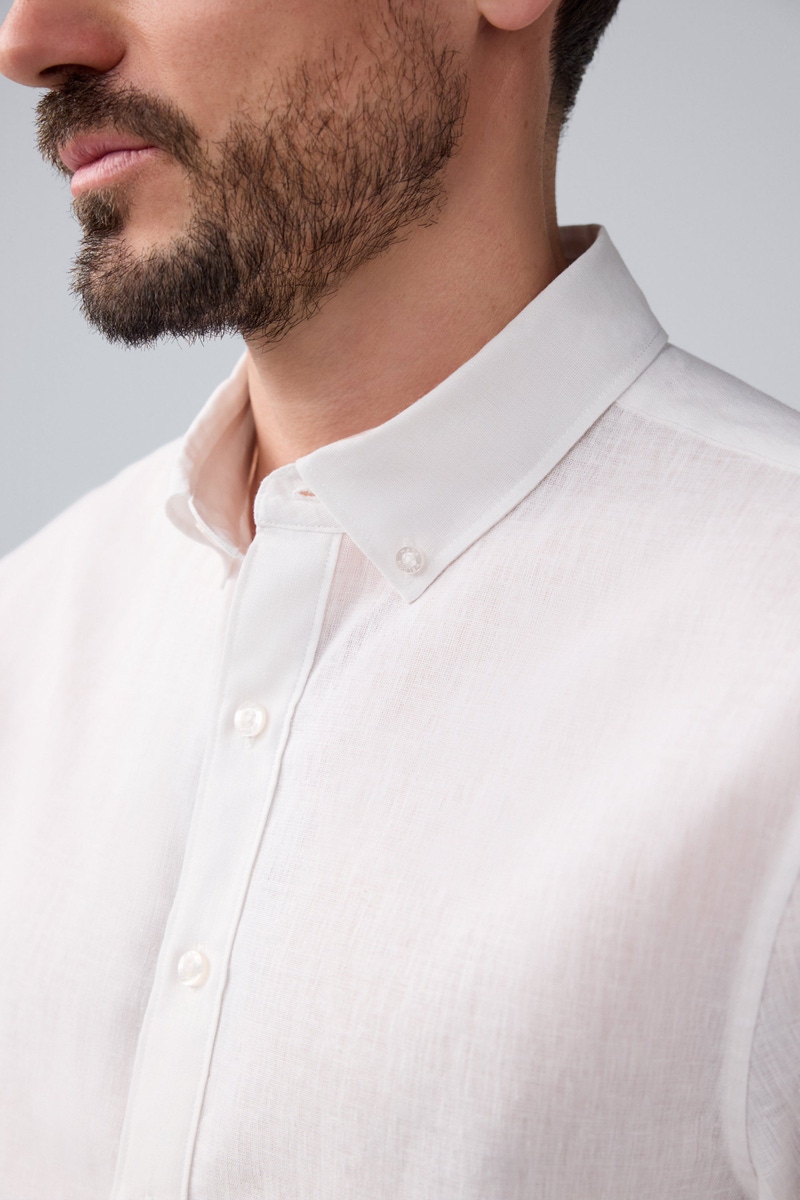 Tech Linen Long Sleeve Button Up