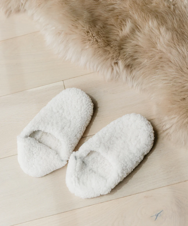 Shearling Moroccan Slipper, Ivory