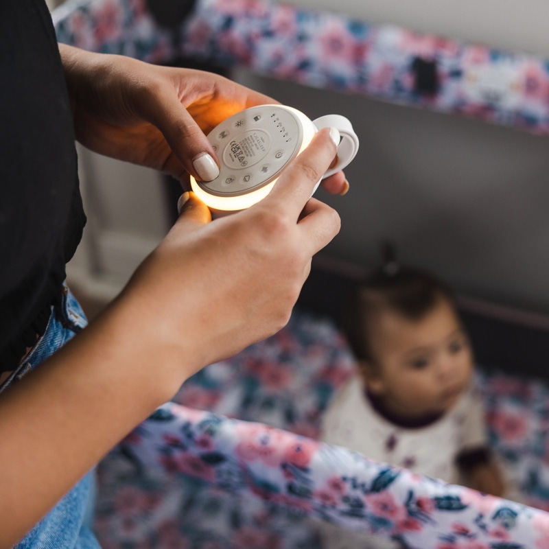 Hushh+ Travel Sound Machine with Wireless Speaker and Night light for Baby
