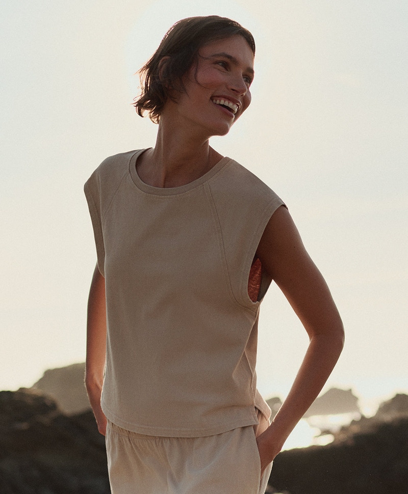 Women's Organic Weekends Raglan Muscle Tee, Washed Flagstone