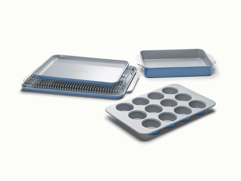 Non-Stick Ceramic Half Bakeware Set with Storage