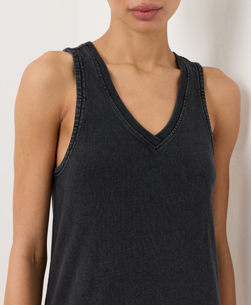 Women's Organic Weekends Tank Dress, Washed Black