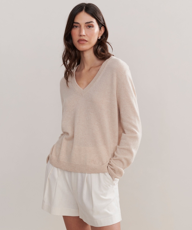Flynn Cashmere Sweater, Oatmeal