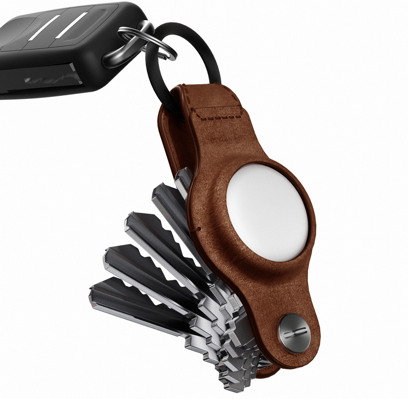 KeySmart AirTag Keyring, Genuine Leather