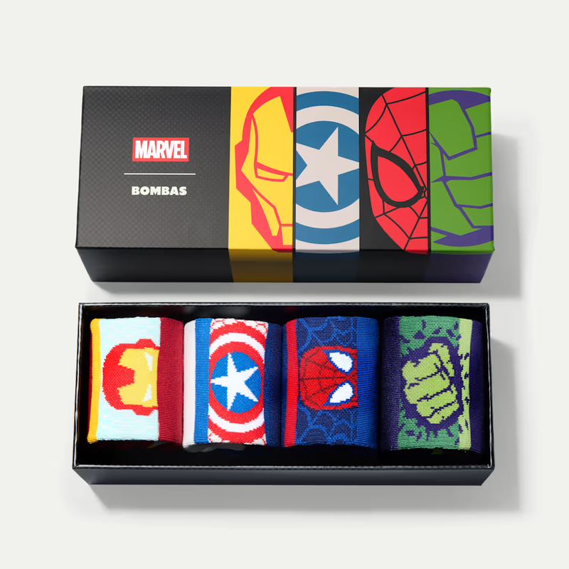 Marvel x Bombas Youth Ankle Sock 4-Pack Gift Box