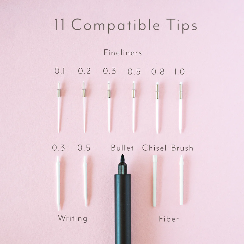 Lumos Pro Single Tip Refillable Fineliner, Writing and Brush Pen