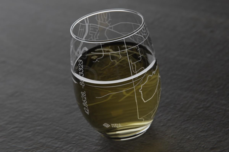 Home Town Map Stemless Wine Glass, Set of 2