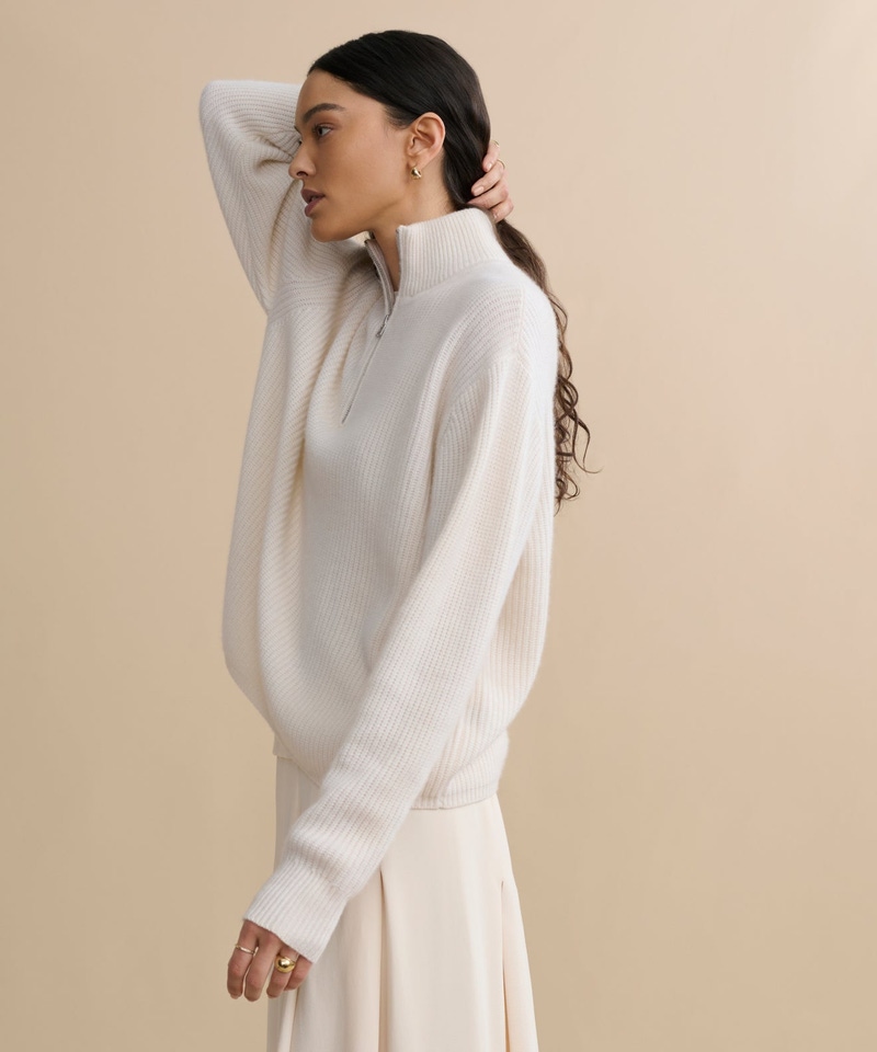 Cashmere Half-Zip, Ivory