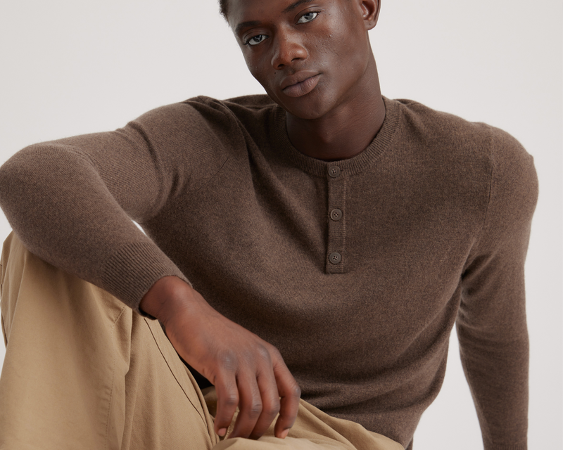 Mongolian Cashmere Henley Sweater