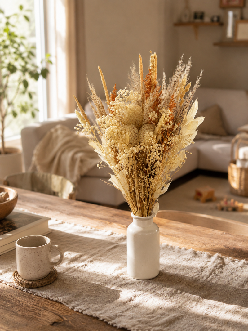 Majestic Dried Flower Bouquet with Vase