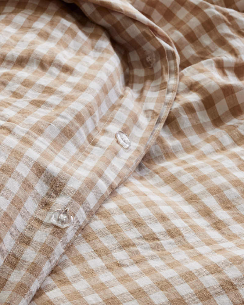 European Linen Gingham Duvet Cover Set, King
