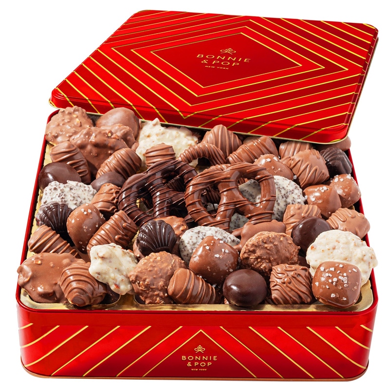 Extra Large Gift Tin with Truffles and Chocolate Holiday Favorites