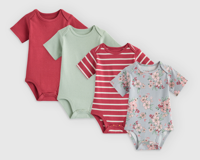 Baby Organic Cotton Short Sleeve Bodysuit 4 Pack