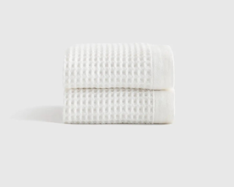 Organic Turkish Cotton Waffle Hand Towels, Set of 2