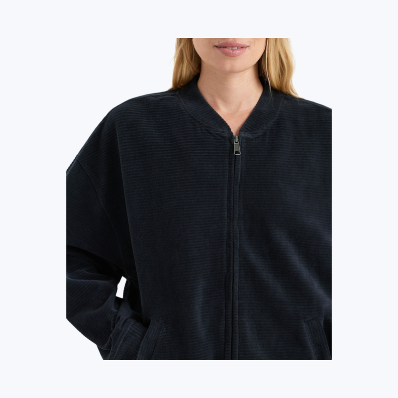 Branded Organic Pure Velour Rib Bomber Jacket