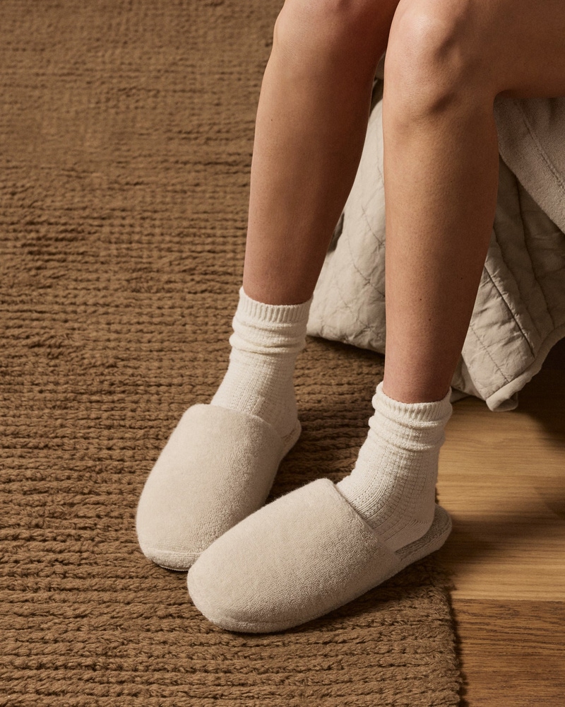 Classic Plush Slippers, Bone