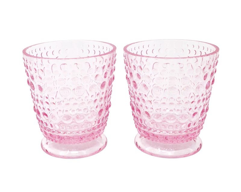 Conch Shell Pink Acrylic Hobnail Glass Set