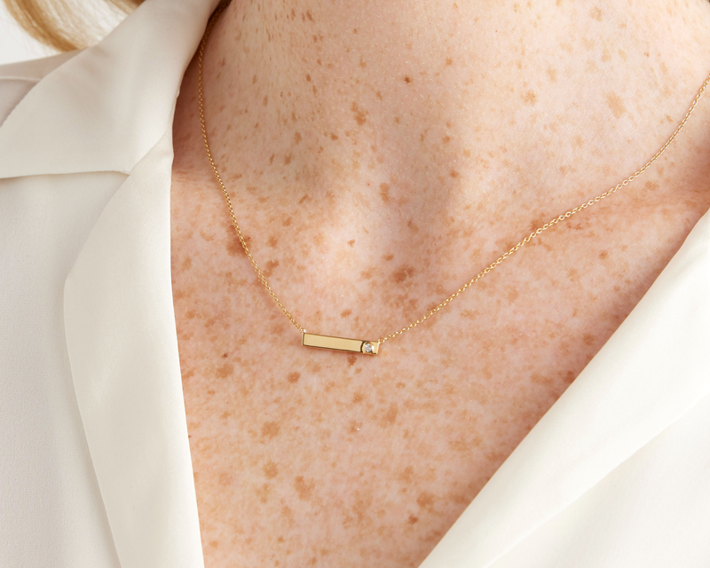 White Sapphire Bar Necklace
