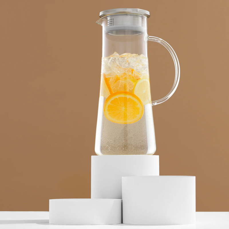 Glass Water Pitcher with Lid