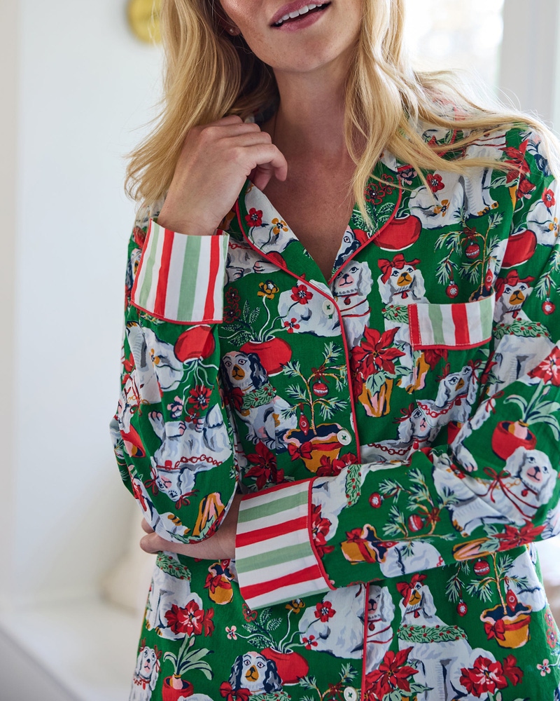 Long PJ Set in Good Dog Christmas, Evergreen