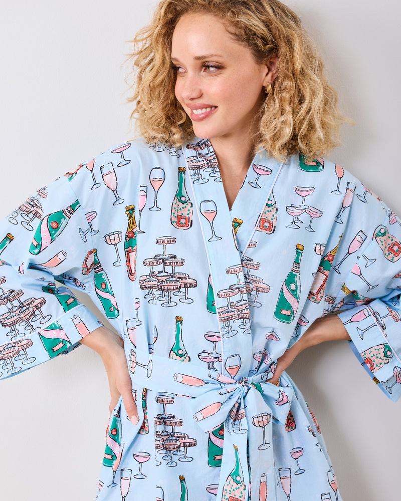 Getting Ready Robe Champagne Towers, Soft Blue