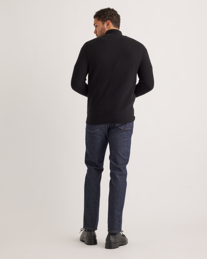 Mongolian Cashmere Fisherman Full-Zip Sweater