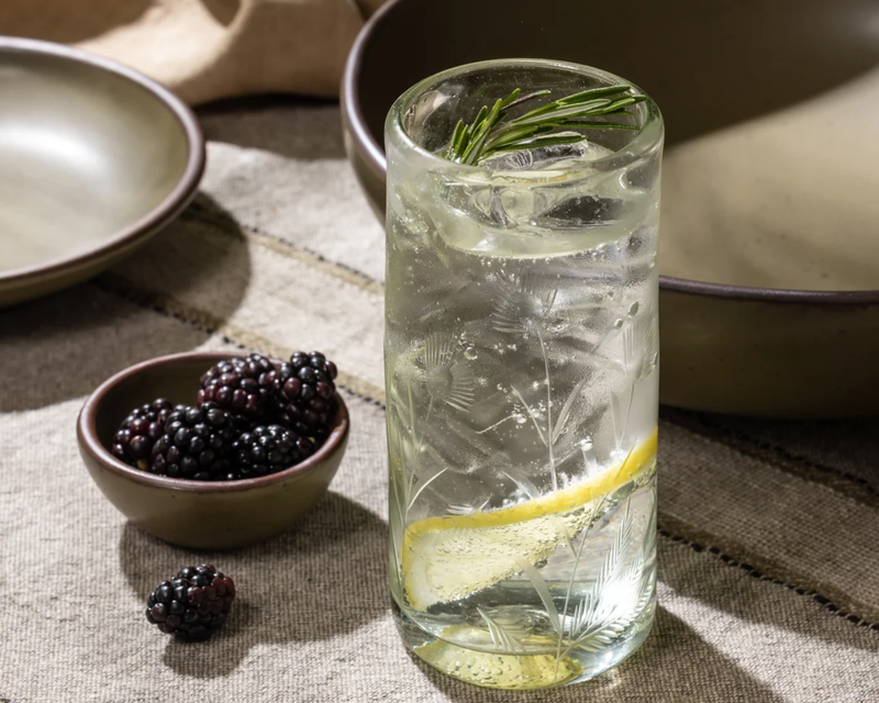 Etched Thistle Highball Glass Set of 4