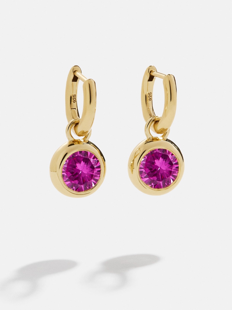 18K Gold Birthstone Drop Earrings