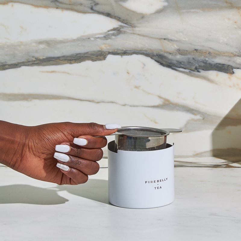 Tea Strainer + Resting Cup