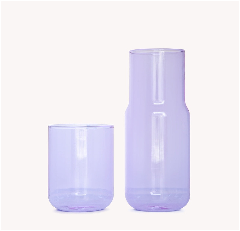 Tinted Glass Stackable Carafe and Glass Set