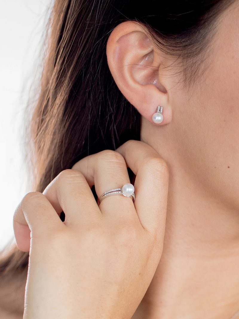 Diamond Mini Bar Earrings