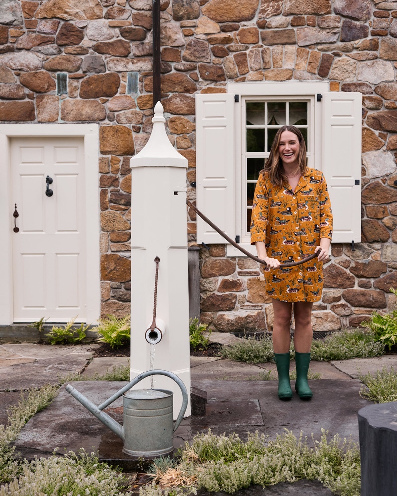 Sleep Shirt in Fancy Ducks, Mustard