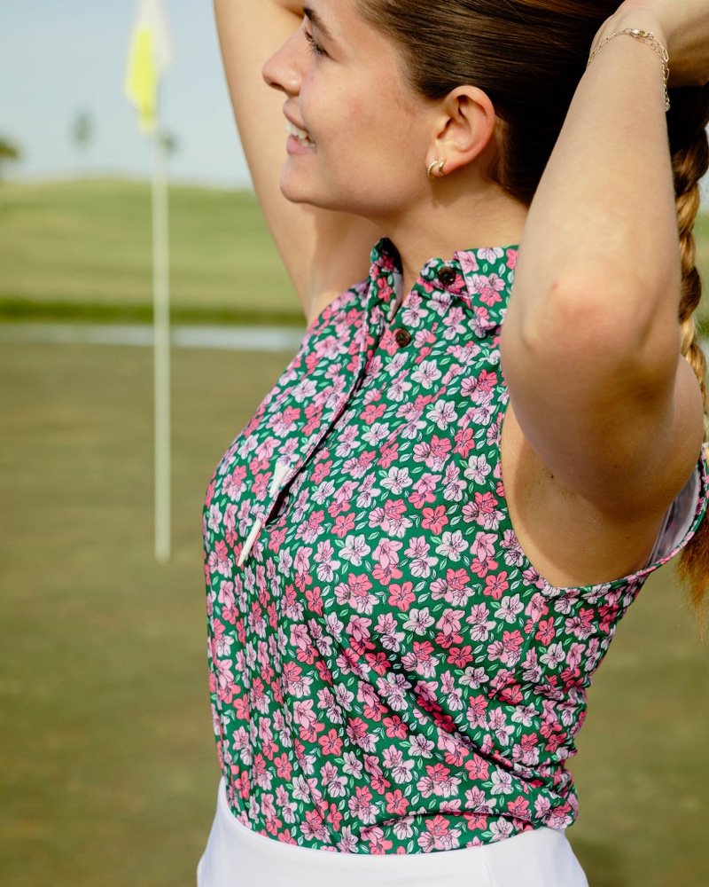 The Azaleas Sleeveless Golf Polo