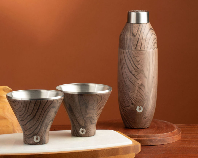 Stainless Steel Cocktail Shaker and Martini Glass Set