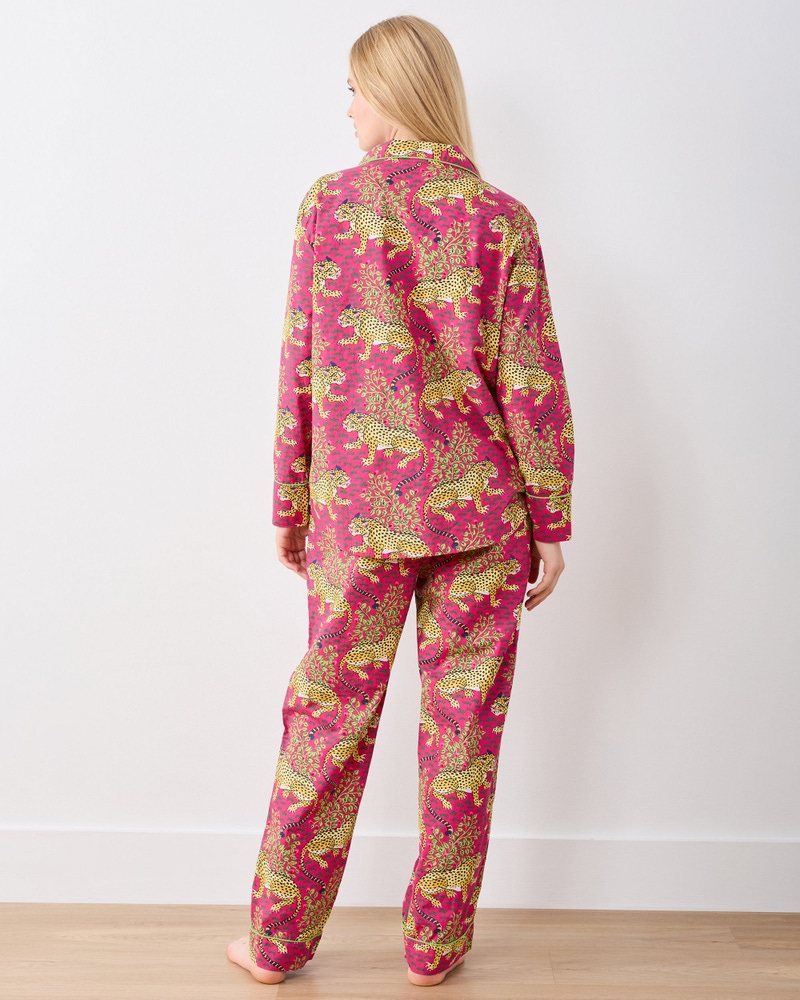 Long PJ Set in Bagheera, Hot Pink