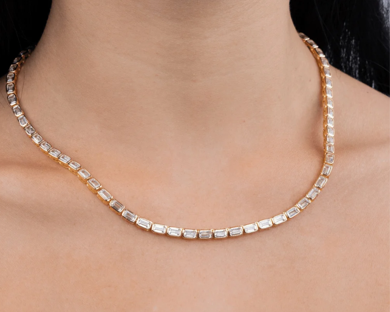 Helene Emerald Cut Tennis Necklace