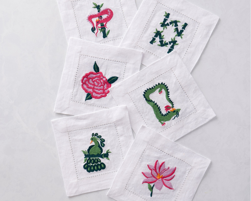 Set of 6 Linen Cocktail Napkins
