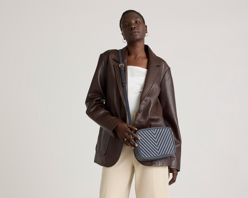 Italian Leather Quilted Crossbody Bag