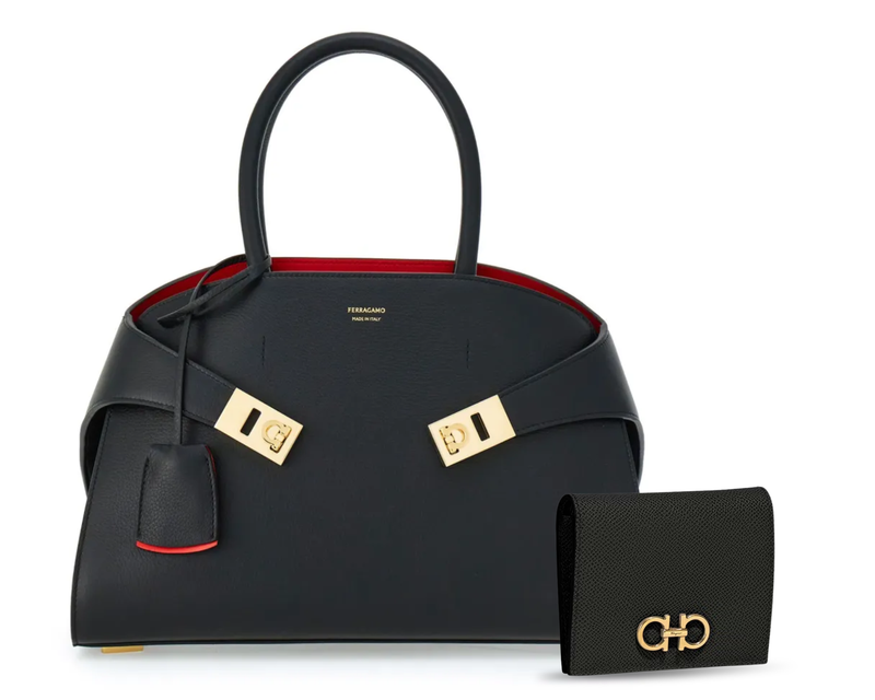 Hug Top Handle & Gancini Wallet Duo, Black
