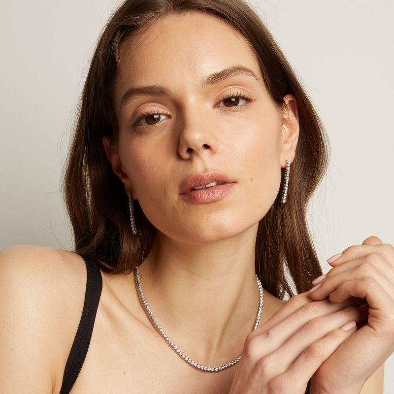 Unbreakable Lab Grown White Sapphire Tennis Earrings