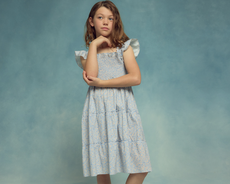Kids 100% Cotton Poplin Smocked Dress