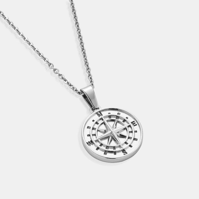 Silver Compass Pendant Necklace