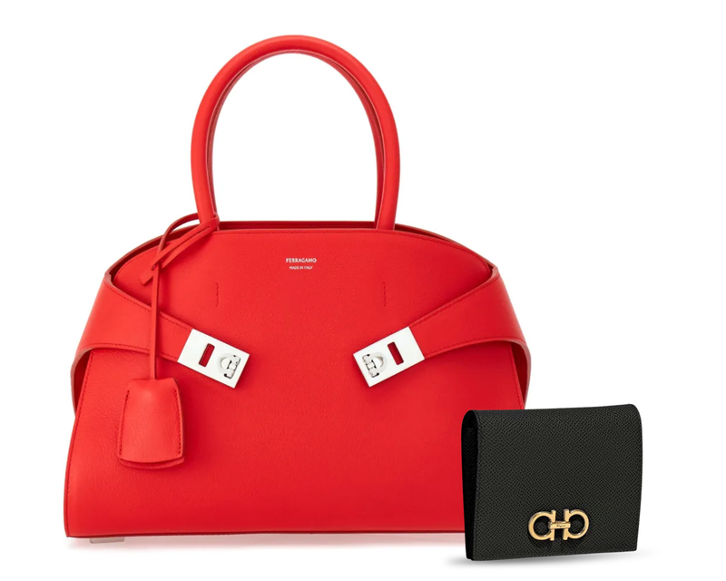 Hug Top Handle & Gancini Wallet Duo, Red/Black